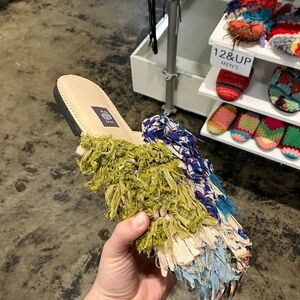 Vibrant Fringe Slip-On Mules